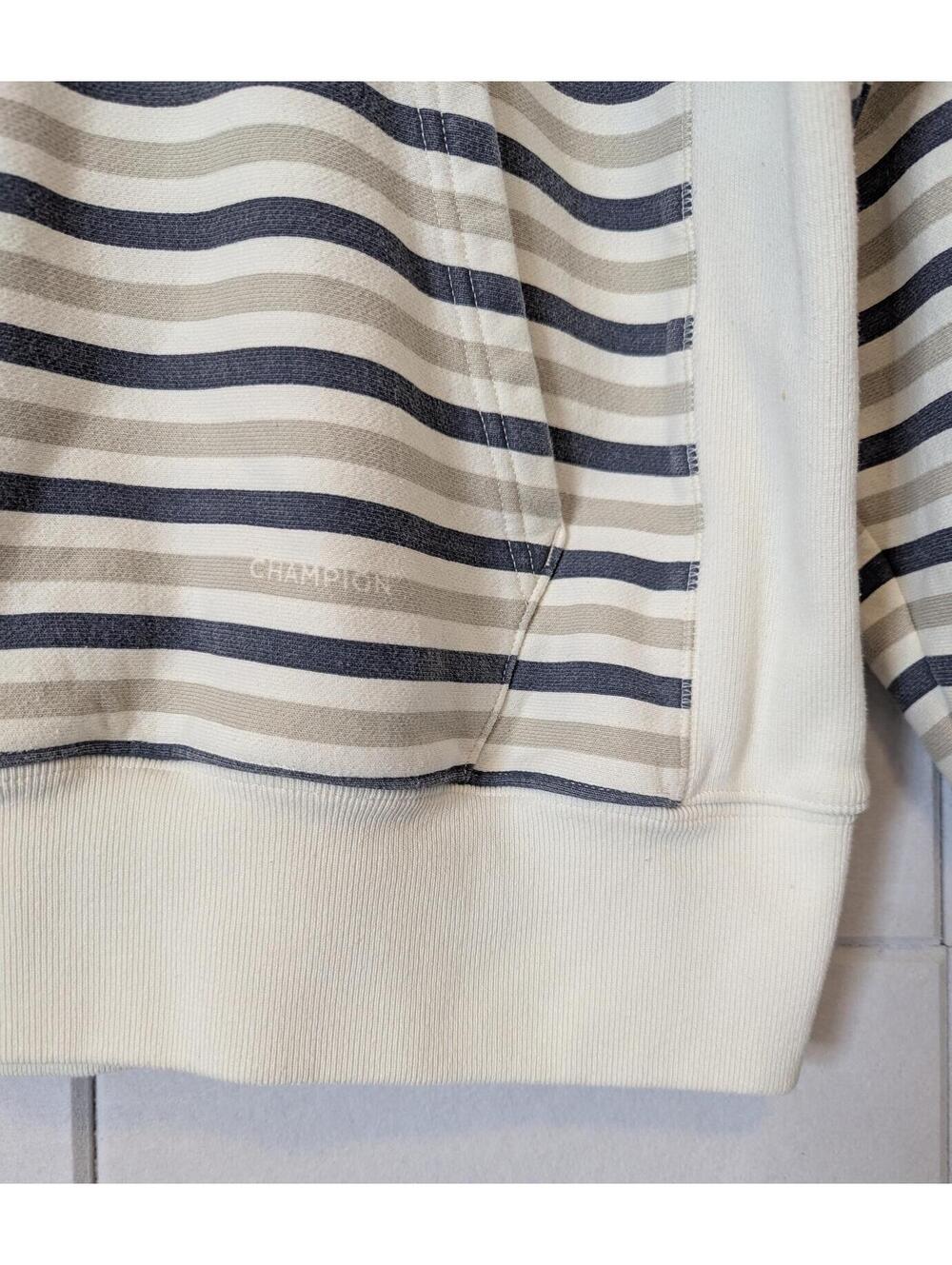 Vintage Champion reverse weave striped hoodie sweatshirt - Picture 3 of 7